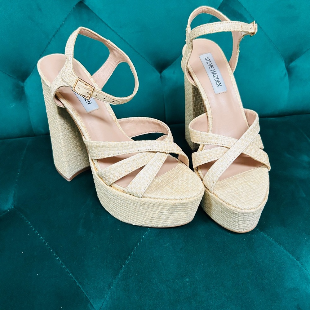 Steve Madden Women's Raffia Platform Heels Size 6.5